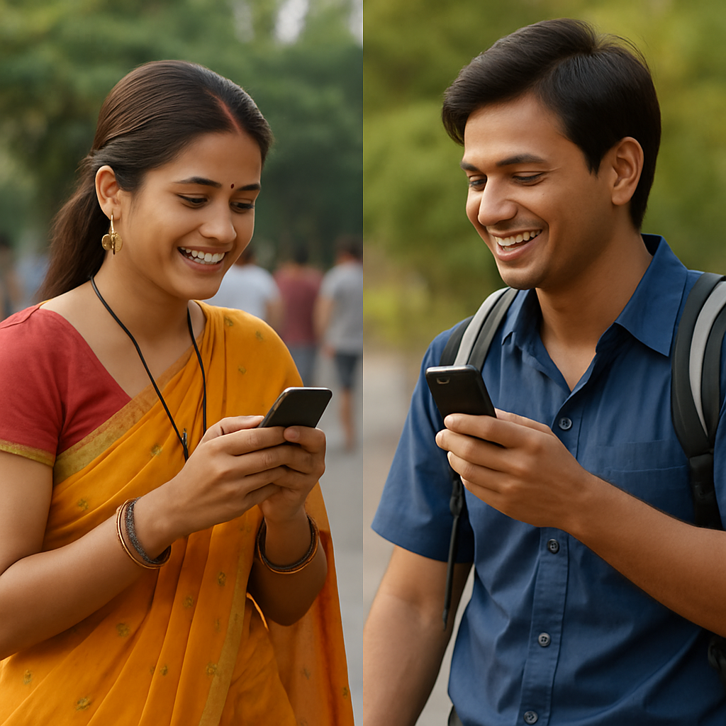 Happy Indian users connecting through BharatChat